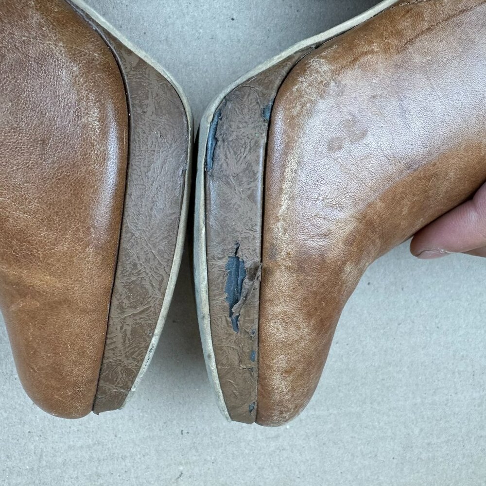 Jessica Simpson Cognac Leather Platform Slouch Boots Size 6.5B AS-IS/REPAIR - Picture 10 of 13